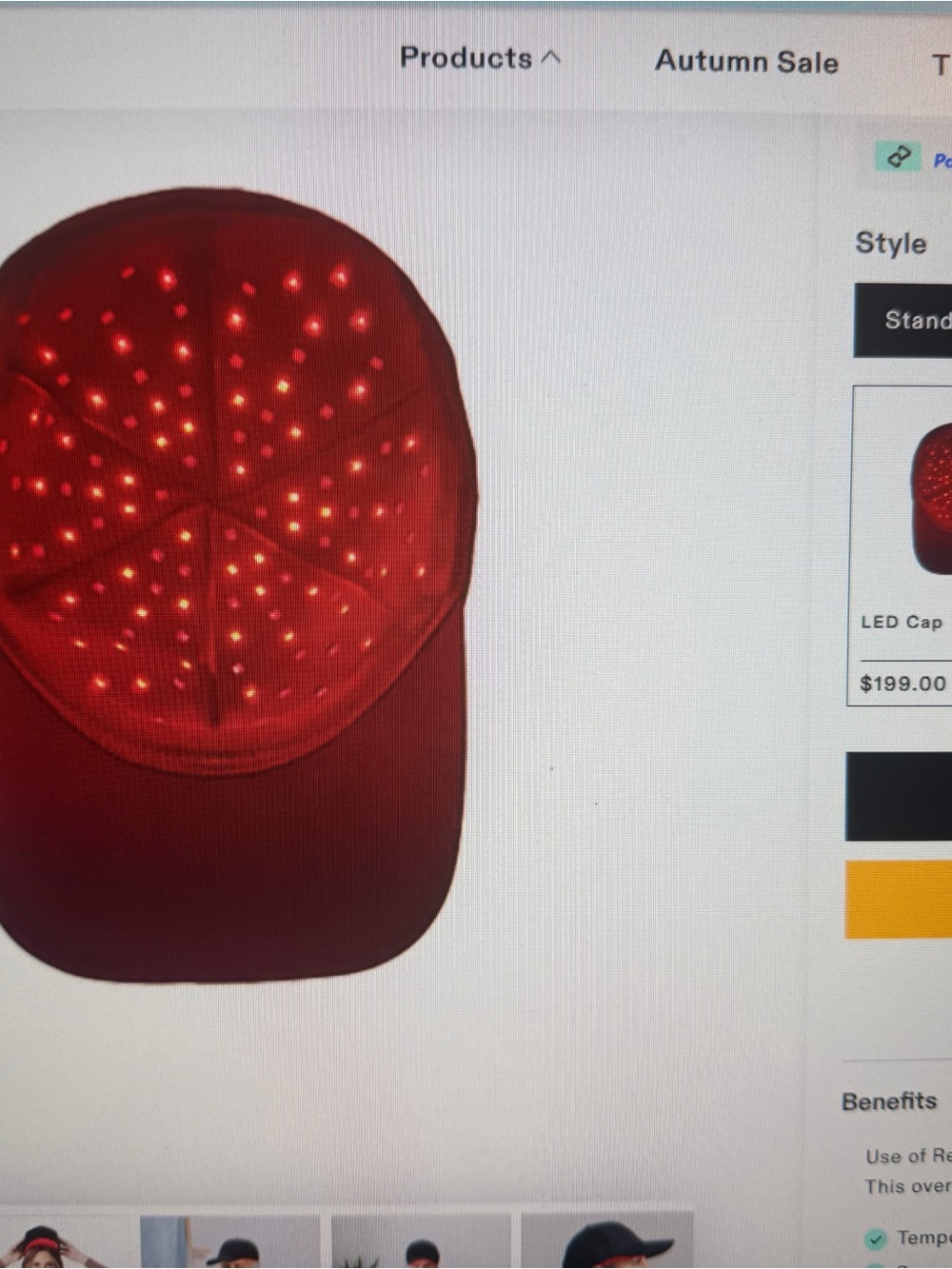 Red LED Light-Up Cap with Integrated LEDs